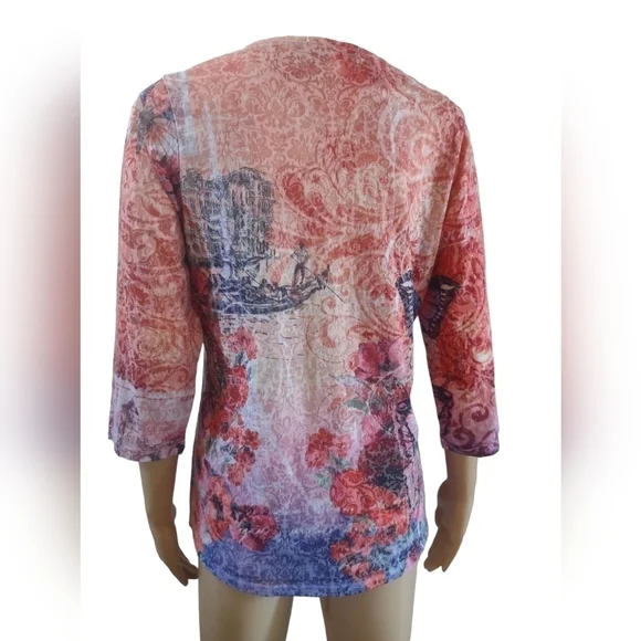 Christopher & banks women's floral and butterfly long sleeve blouse shirt small - Picture 4 of 10